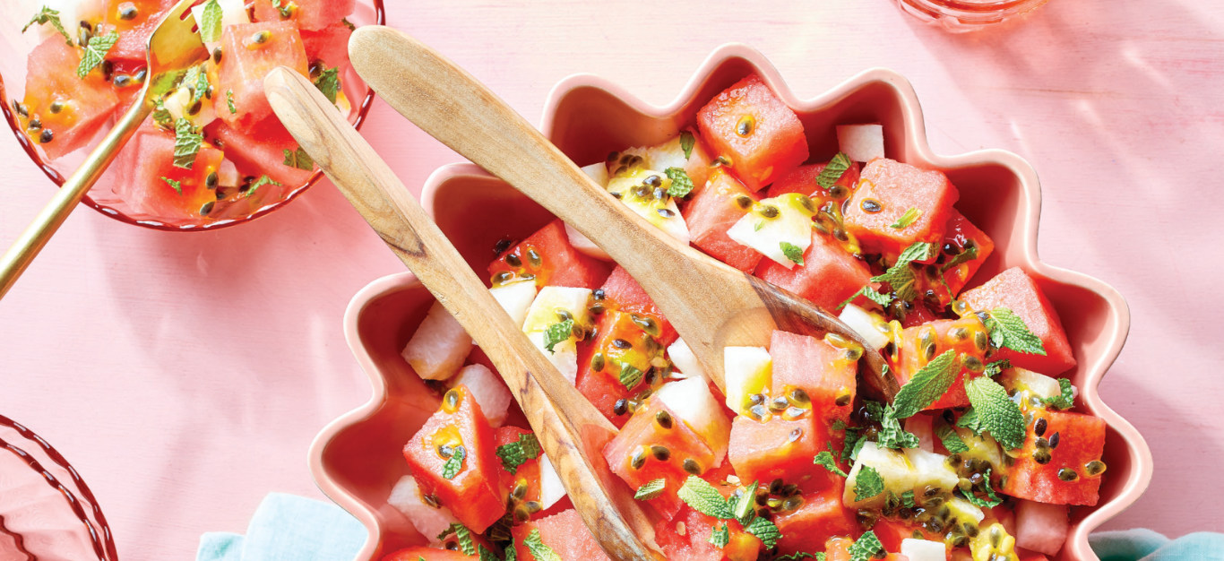 Watermelon Salad with Passion Fruit Dressing