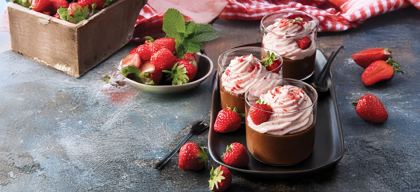Black Bean Chocolate Mousse with Whipped Strawberry Cream