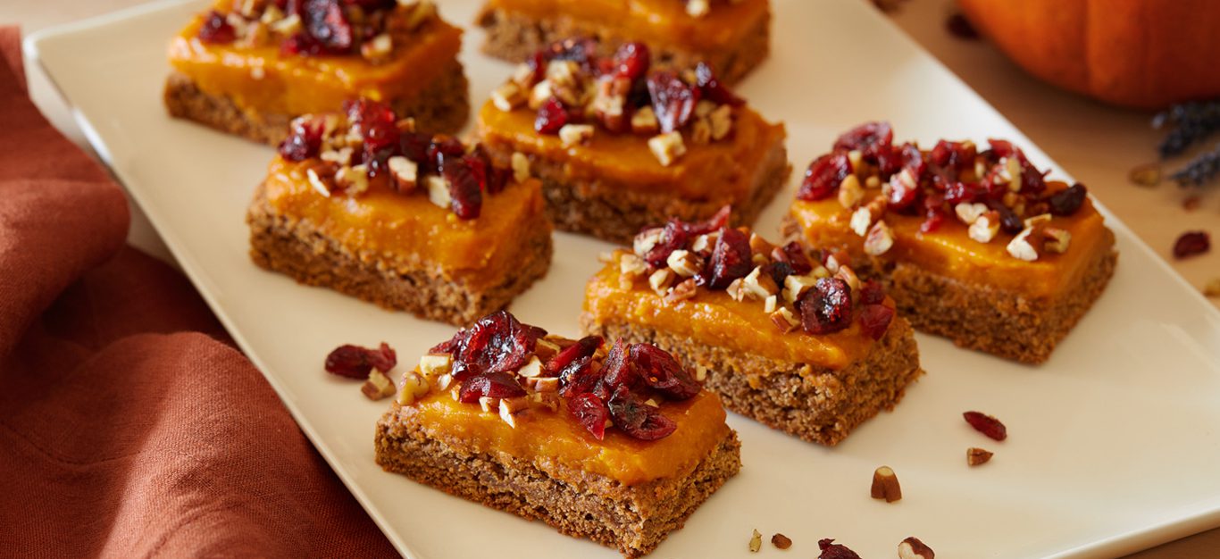 Almond-Oat Cookie Bars with Pumpkin Frosting