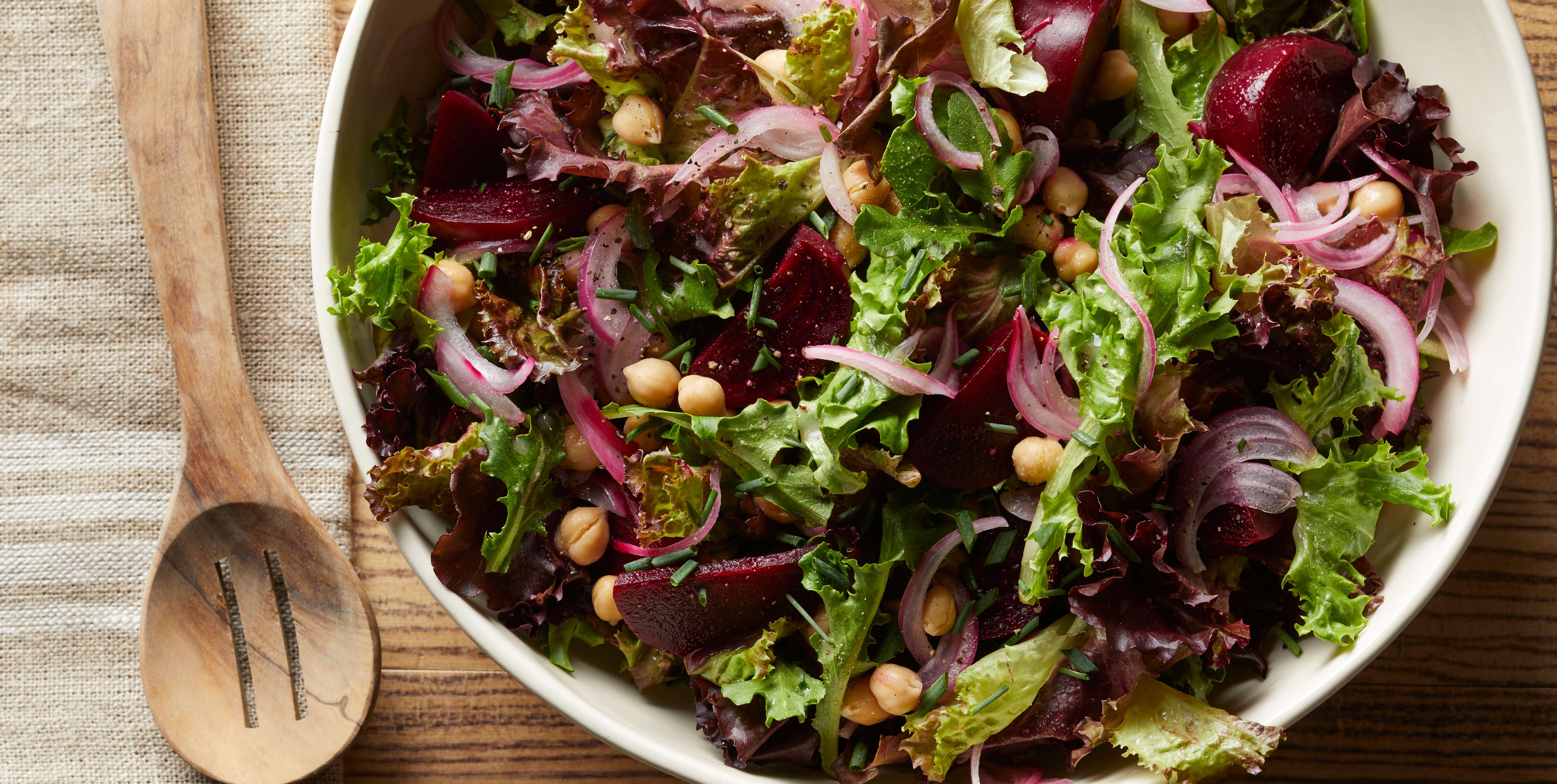 Chickpea and Baby Beet Salad with Pickled Red Onions