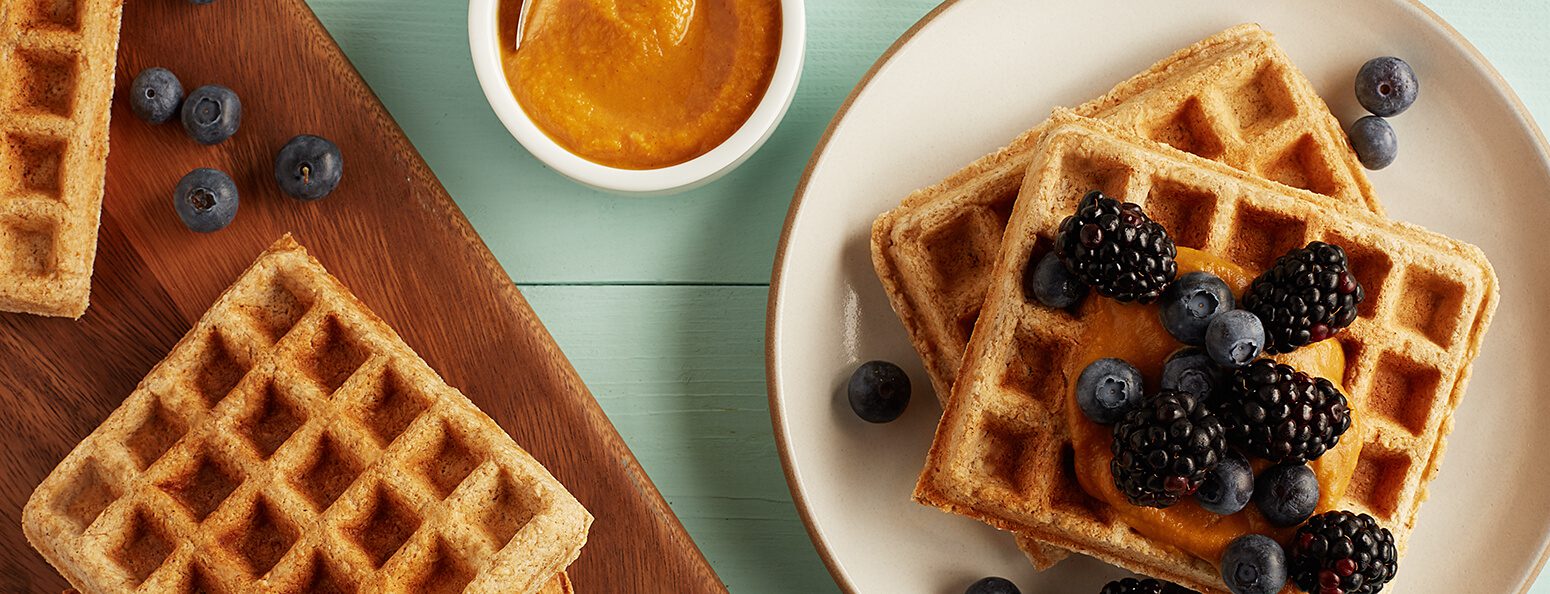 Cinnamon-Oat Waffles with Sweet Potato “Butter”