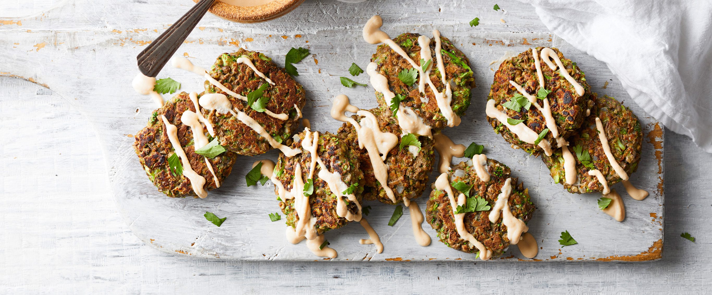 Green Lentil Pancakes with Sriracha Sour Cream