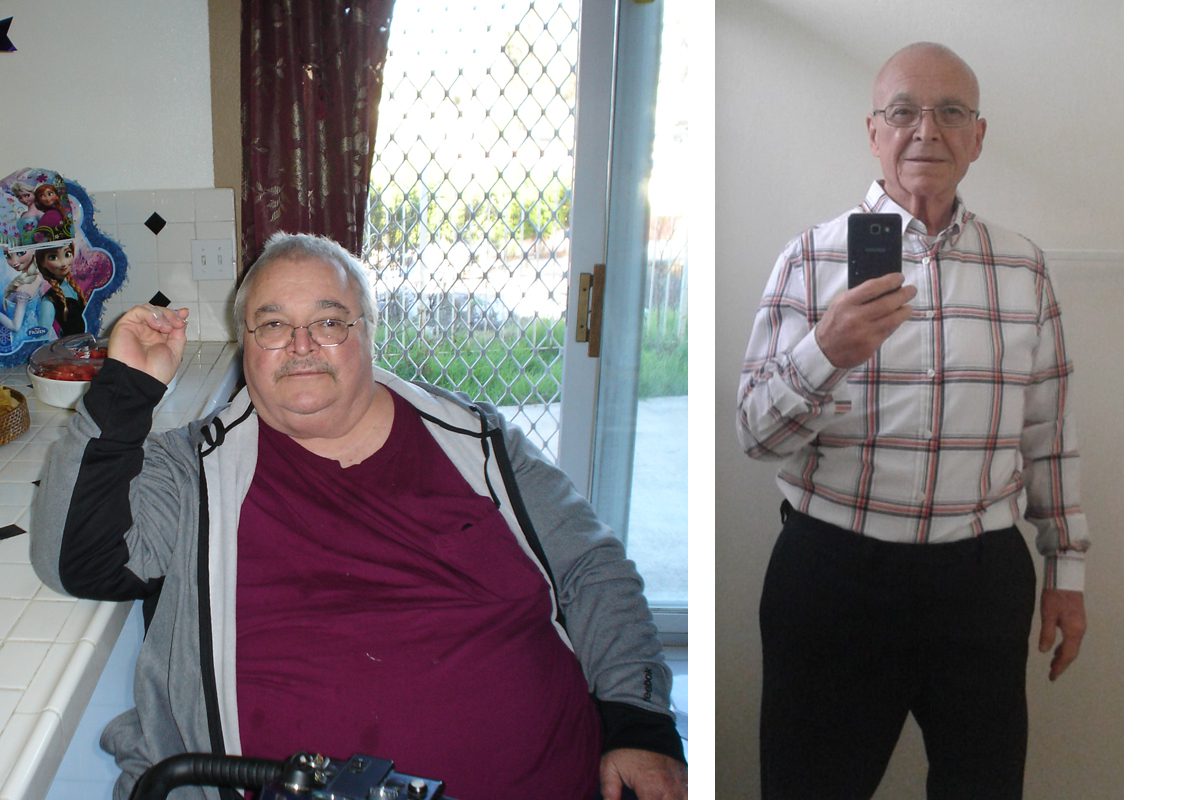 James William Booth, before and after losing 150 pounds