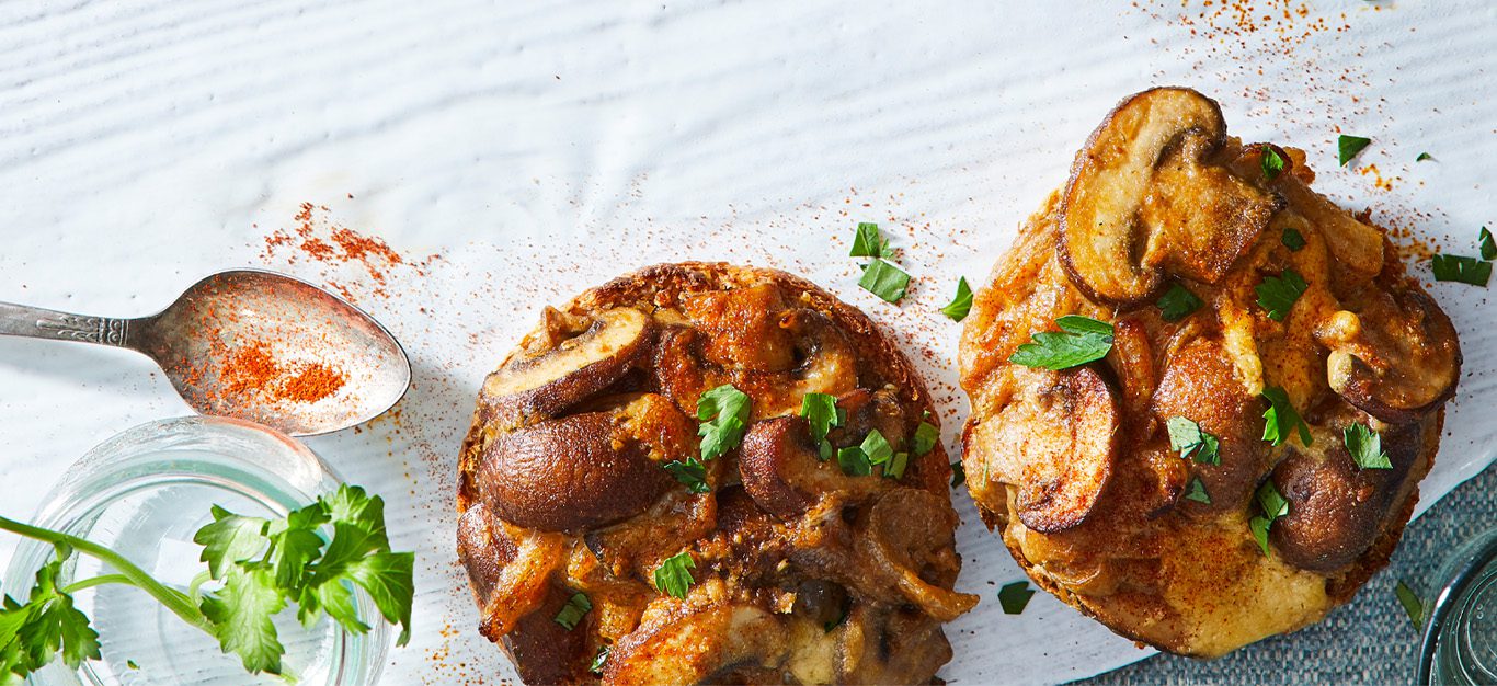 Vegan Welsh Rarebit with Mushrooms