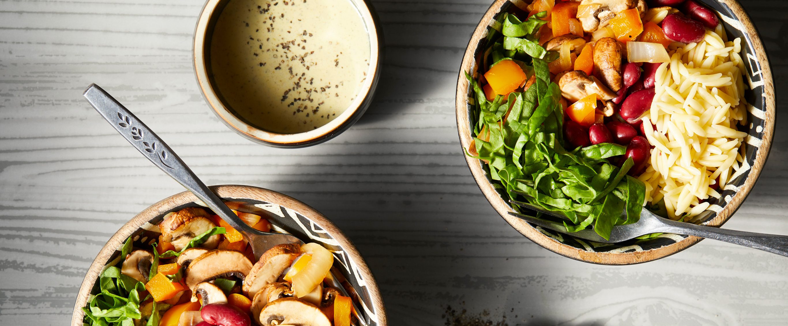 Orzo Pasta Bowl with Kidney Beans and Sauteed Veggies