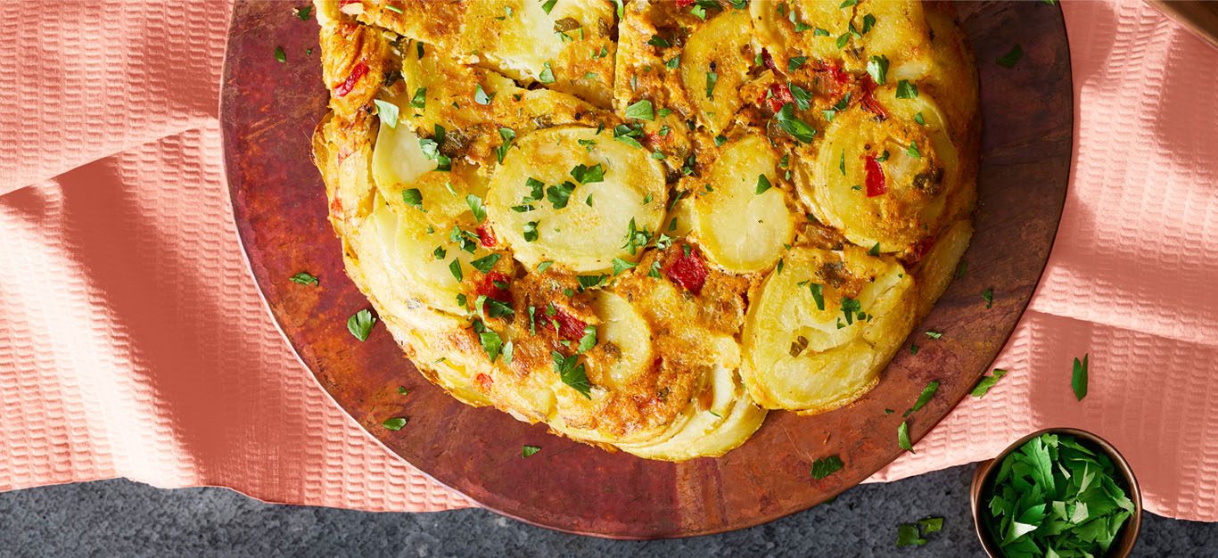 Tortilla Española with Potatoes and Red Peppers
