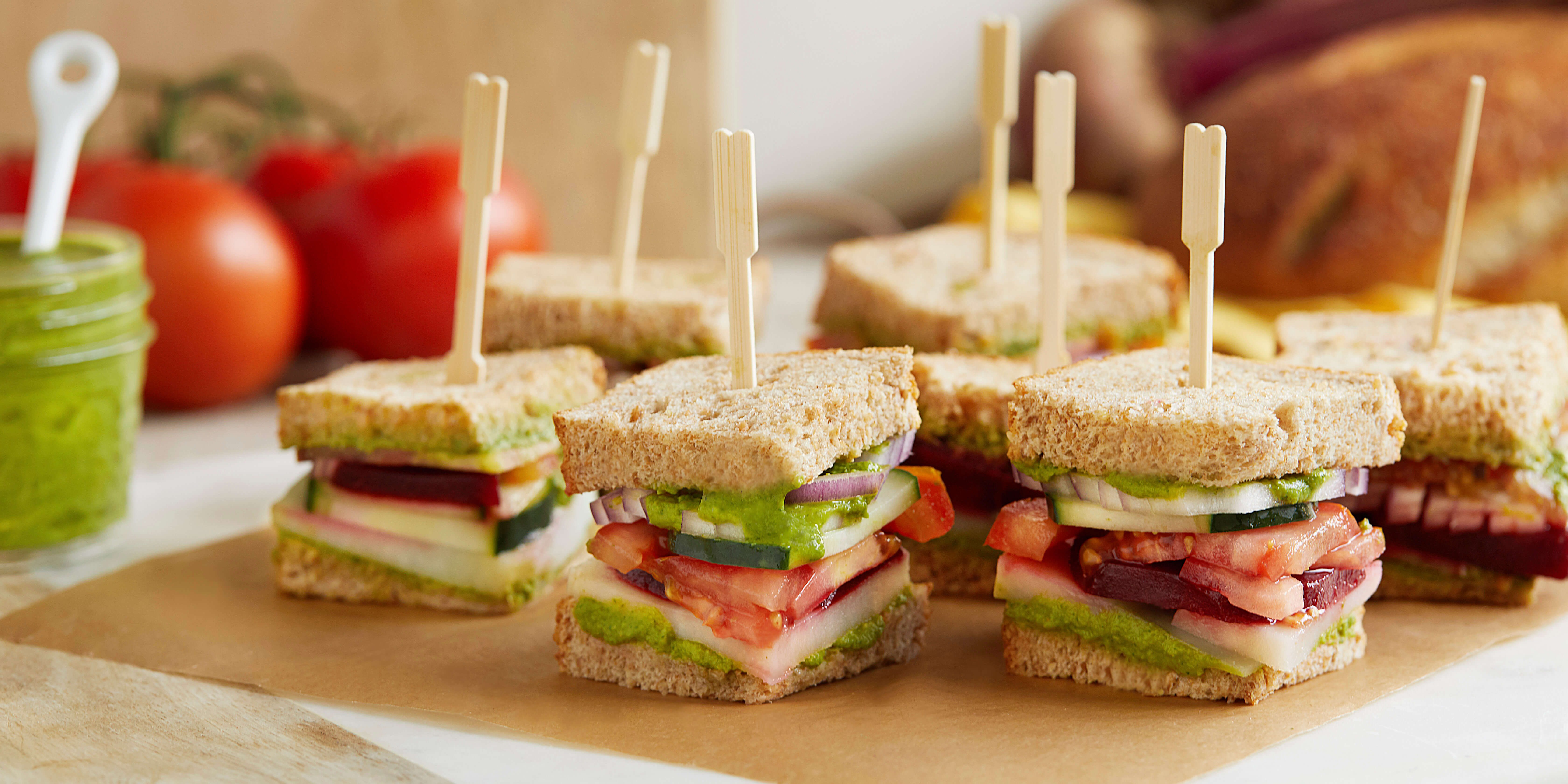 Stacked Vegetable Sandwiches with Cilantro Chutney