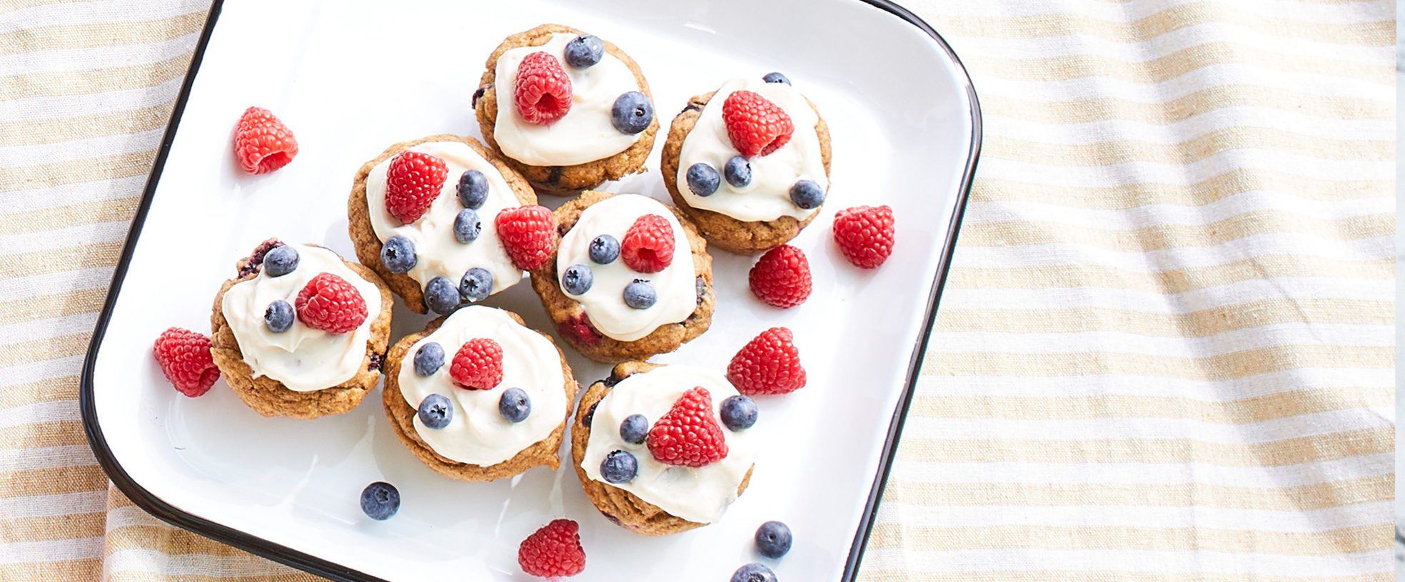 Berry and Banana Cupcakes with Vanilla Frosting