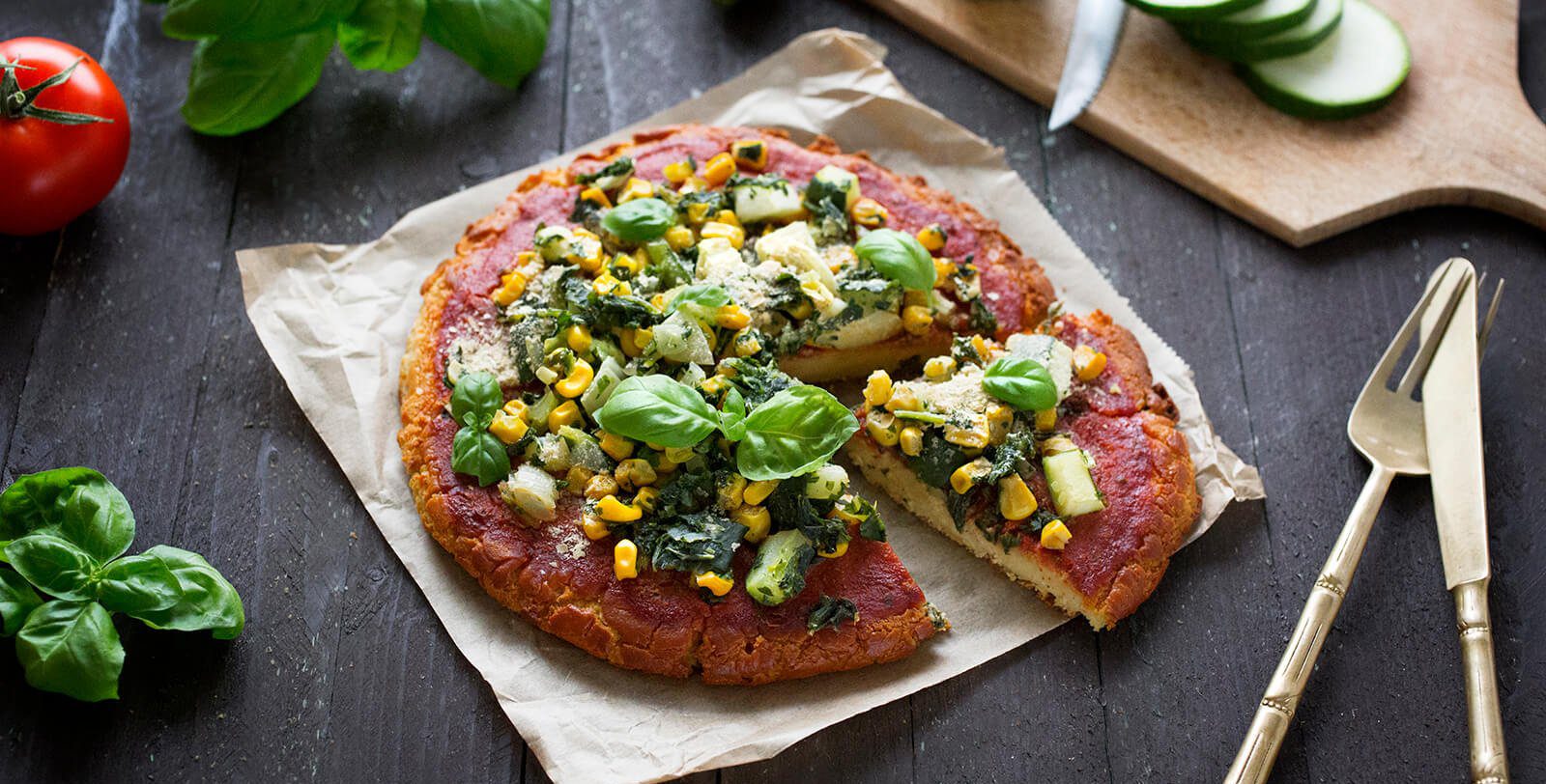 Chock-Full-of Veggies Pizza with Chickpea Crust