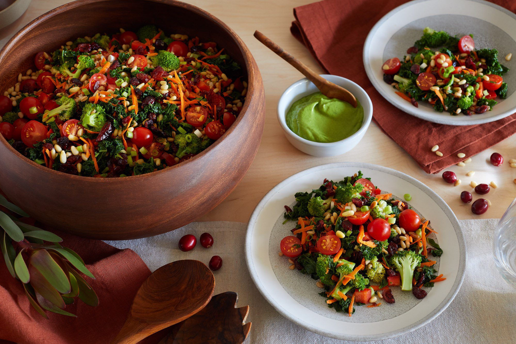Kale and Farro Salad with Orange-Avocado Dressing