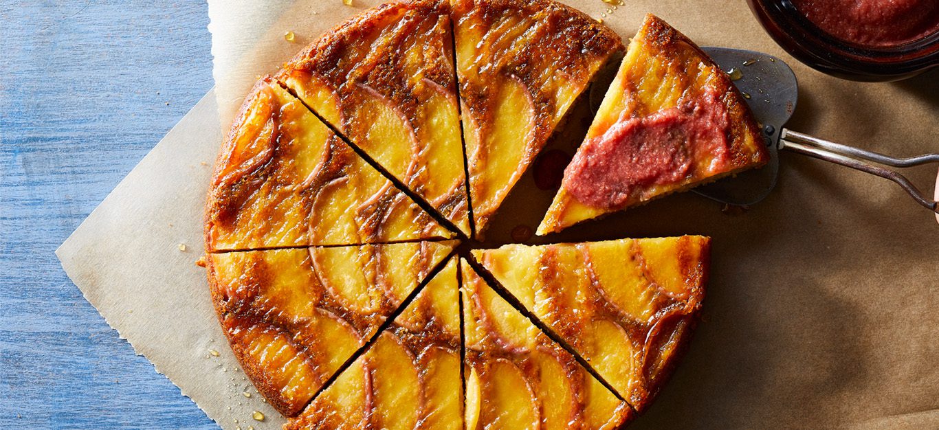 Polenta Cake with Apples and Cherry Compote