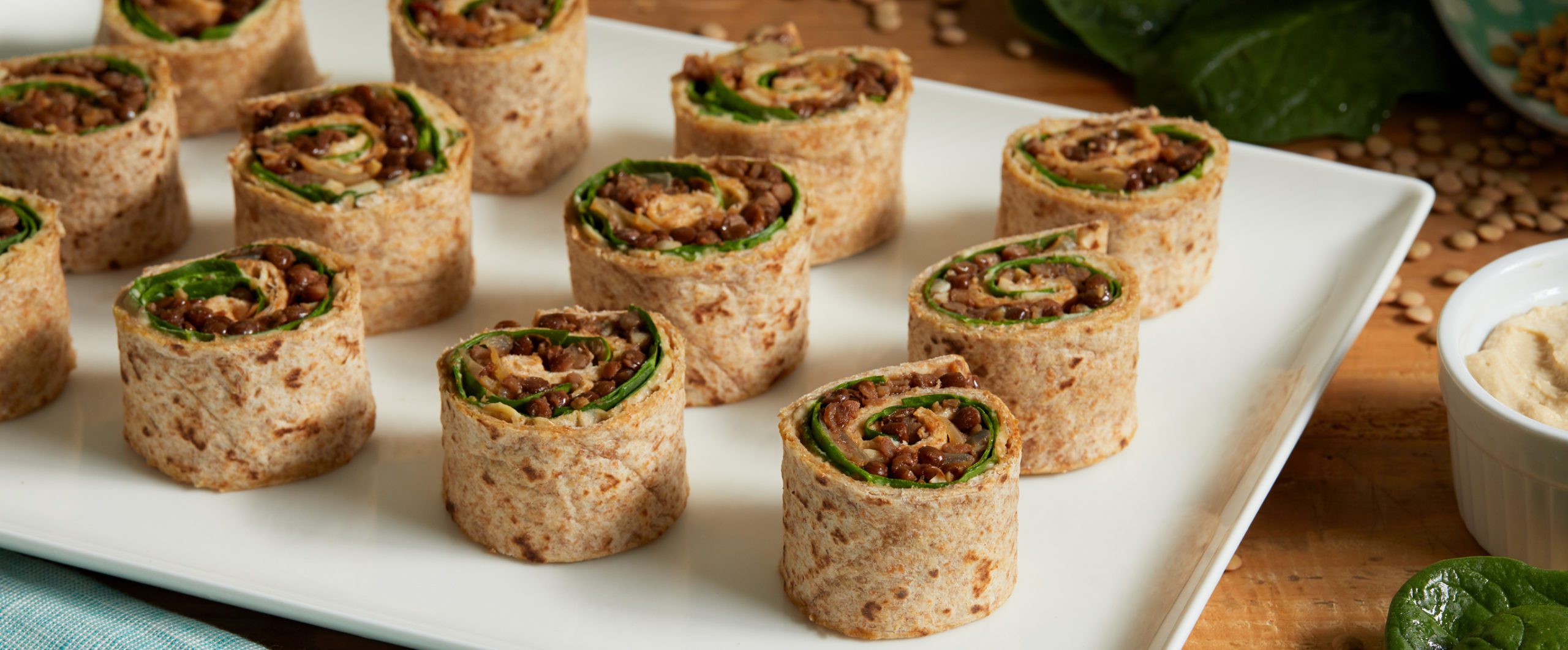 Tortilla Roll-Ups with Lentils and Spinach